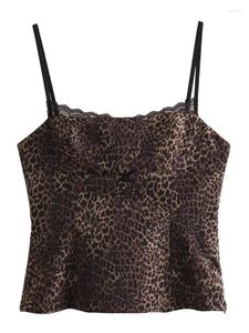 Tank da donna Fashion Leopard Stampa gilet permanente Top Women 2024 Primavera Patchwork Cambice camisole camicetta chic Lady Sexy Wortless Sexy Witness