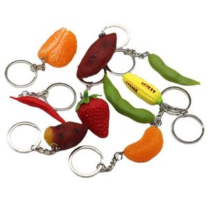 파티 호의 시뮬레이션 야채 키 체인 펜던트 Stberry Orange Fruit Keychains 창조적 인 선물 키 체인 키 링 드롭 배달 홈 G dhmyh