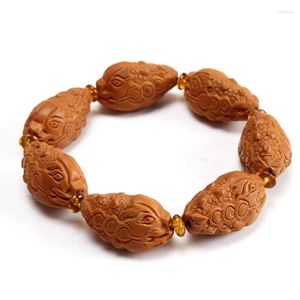 Strand Fine Natural Olive Shell Armband Hand Carving Toad String Diy Oil Oly Nuclear Wood Blessing Smycken