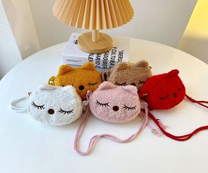 Children cute plush cat purse baby girls cartoon animal messenger wallet fashion kids single shoulder casual bag Q33068741572