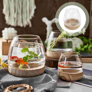 Vases Wooden Vase Decorative Glass Storage Bottle Dining Table Ornaments Hydroponic Flower Floral Arrangement Container Small Clear
