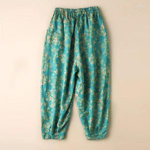 Pantaloni da donna primaverili femminile vintage stampa floreale harem femminile streetwear elastico pantaloni in vita elastico pantalones sciolti z444