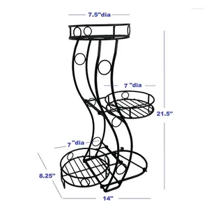 Vases Cute Plant Round Stand Flower Pot Holder Display Shelves Rack - 3 Tier Metal Black For Decor