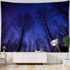 Arazzi Forest Night Sky Audio Paesaggio Starry Decorazione per la casa muro sospeso in stoffa hippys Boemia Room Art Art