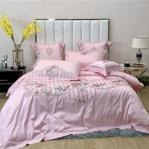 Bedding Sets Luxury 100s Cotton King Size Quilt Capa Fronha para lençóis para bordar linho 4/7pcs