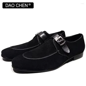 Casual Shoes MEN SUEDE BUCKLE STRAP SLIP ON LOAFERS DRESS MENS BLACK OFFICE WEDDING LEATHER