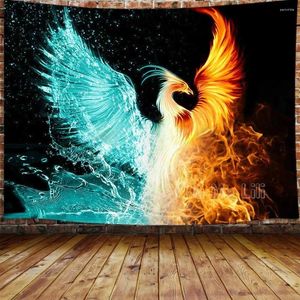 Tapestries Fire Rising Phoenix Animal Anime Wall Hanging For Bedroom Aesthetic Tapestry Men Beach Blanket College Dorm Home Decor