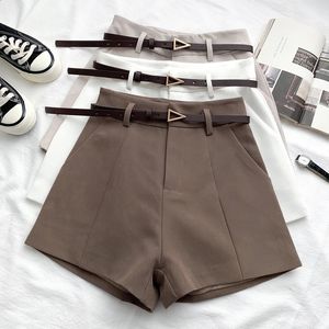Itoolin Sıradan Bayan Şort A-Line Yüksek Bel Kısa Şık Ofis Lady Şortlu Kuşak Vintage Kadın Pantolonları İlkbahar Yaz 240325
