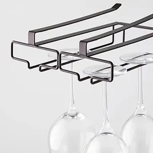 Kitchen Storage Stemware Inverted Shelf Wine Glass Holder Hanging Iron Rack Champagne Goblet Cup Under Cupboard