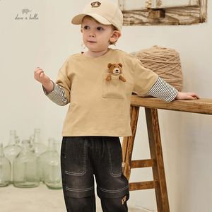 Dave Bella 2023 Autumn Girls Boys Baby TShirt Children Top Cotton Antibacterial Casual Fashion Outdoor Sport DK3236025 240328