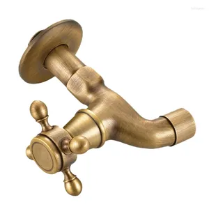 Bathroom Sink Faucets ! Antique Vintage Brass Wall Mounted Swivel Knob Water Faucet Taps Garden Basin Mop Machine Tap