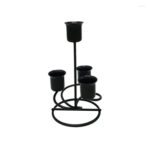 Titulares de vela European estilo vintage Metal Pillar Long Holder 4 Arms Iron Art Candlestick Display Stand Party Wedding Home Dinning G99A