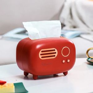 Retro Radio Model Tissue Box Desktop Paper Holder Vintage Dispenser Storage Serve Case Organizer Ornament Craft