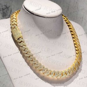 14mm 18k S925 Silver Cupan Chain VVS Hip Hop Moissanite Jewelry Cuban Link Necklace for Men