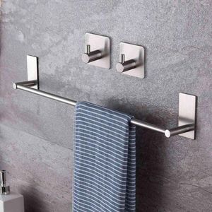 Liquid Soap Dispenser Handdukhållare med 2 förpackningar Limkrokar 16-tums Hand Rack Hook Stick On Wall Bad Bady Hardware Silver Silver