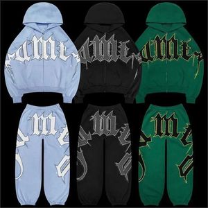 Y2K Casual Sweatshirt Street Letter Tryckt Cardigan European och American Fashion Hiphop Zipper Jacket Men Women Tops 240320