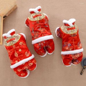 Dog Apparel Chinese Year Thicken Warm Pet Clothes Jumpsuit Tang Suit Poodle Bichon Frise Schnauzer Clothing Costume Coat