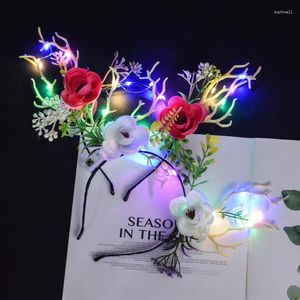 Party Decoration Christmas Glow Antler pannband Fairy Tale Flower Retro Tree Branch Cosplay Hairband Festival Props Xmas Hair Hoop
