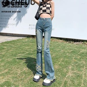 Women's Jeans WTEMPO Woman Spring Fall Straight Pants Wide Leg Butterfly Loose High Waist Denim Trousers Flare Women Clothing