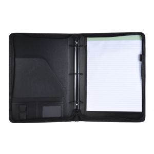 Padfolio A4 PU Leather Document Folder Office Supplies Business Portfolio Padfolio Folder Document Case Organizer Zippered Closure