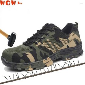 Walking Shoes Men's Outdoor Plus Size Steel Toe Cap Work Boots Men Camouflage Puncture Proof Safety Breathable