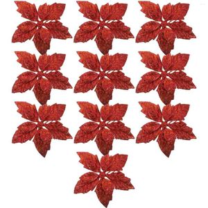 Dekorative Blumen 10pcs Faux Poinsettia künstliche Weihnachtsblumendekoration Baum Ornamente