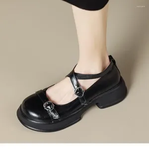 Dress Shoes Sweet Cool Spice Mary Jane Small Leather High Quality Soft Muffin Bottom Tee Buckle Women's Single