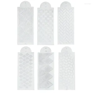 Backformen 6pcs Fondant Cake Mesh Schablone Präge Schablonen Dekorationspraye Spray Form für Schokoladenzeichnung Malerei