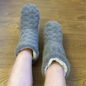 Slippers Women Cotton Winter Warm Feelce Indoor Floor Shoes Socks Love Pattern Slip On Soft Non-slip Female Plush