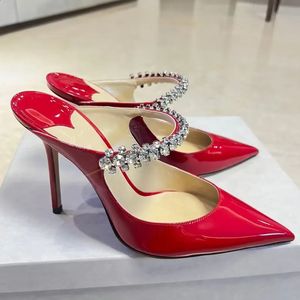 Spring and summer highheeled shoes Muller pointed chain fashion banquet Baotou stiletto ladies sandals 240327