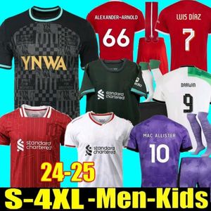 Der Redsmohamed Salah Darwin Nunez 24 25 Home Away Men Soccer Jersey Dominik Szoboszlai Andy Robertson Alisson Becker Joe Gomez Joel Matip Curtis Jones Kids Kit