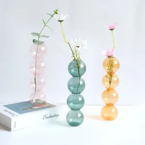 花瓶カラーガラスバブル花瓶リビングルームデスクトップ装飾的な創造的な透明な水耕栽培装飾品の工芸
