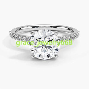 Solitaire Hpht Labor angebautes Diamant -Ehering -Schmuck Frauen Labor Erstellt Diamant Hidden Halo 18k Weißgold Hochzeitsring Preis