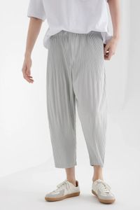 Miyake Pleated Pants Harem Men Japanese Streetwear Casual Baggy Trousers For Fashion Breathable Lowcrotch 240322