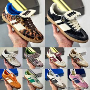 Wales Bonner Designer Buty wegańskie buty swobodne buty dla mężczyzn kobiety Sambaba trenerzy chmur biały rdzeń czarny bonnery Collegiate Green Gum Outdoor Flat Sports Sneakers