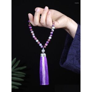 Strand z koralikami 8 mm Purple Cesarz Kamień Islamski muzułmański Tasbih 33 Bransoletka koralika Kobiety Smaczne błogosławieństwo Różańca Naturalny półprzewodnikowy klejnot Dhv4a