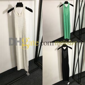 Sexy Halter Dress Summer Knitted Skirt for Women Jacquard Sleeveless Backless Dresses Ladies Party Dress