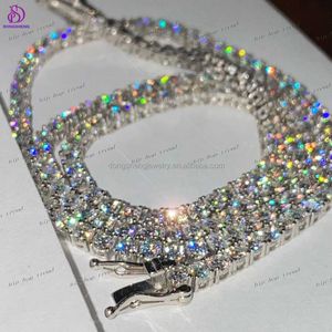 Passera diamanttestare fina smycken halsband 5mm isade ut 925 silver bling diamant vvs moissanit tenniskedja för män