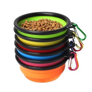 Dog Bowls matare Fällande Sile Travel Portable Collapsible Soft Puppy Doggy Food Container för Pet Cat Water Feed Drop Delivery H Dhuh7