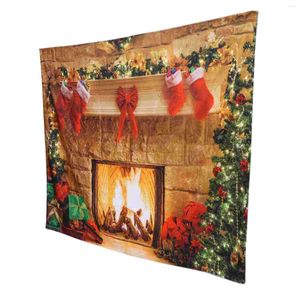 Tapisserier Tapestry Christmas Styled Xmas Decor Pise Pise Polyester Tyg Hemvägg hängande filt träd