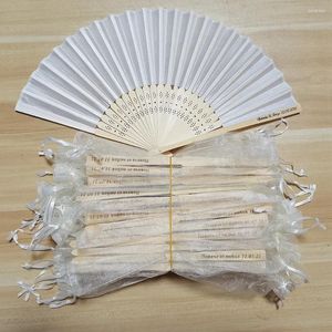 Decorative Figurines 20/40pcs Customized Engraved Silk Hand Fan Wedding Fold Personalized Favor Party Gifts With Organza Bag