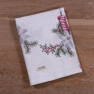 Panno da tavolo TC005: 1 pezzi tovaglia fatte a mano rettilinea a mano ricami natalizi Elementi di natale bianco antidrependium