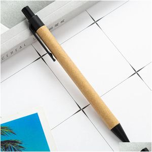 Bollpunkt pennor grossist Kraft Paper Stick Pen Press Tube Stationery Writing Supplies Drop Delivery Office School Business Industrial DHAFV