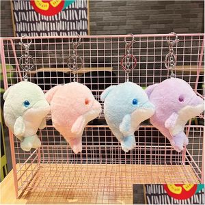 Plush Keychains P Dolphin Schoolbag Trumpet Hanging Ornament Doll Pendant Grab Hine Cute Key Figurine Mini Wholesale Drop Delivery Toy Dhtsc