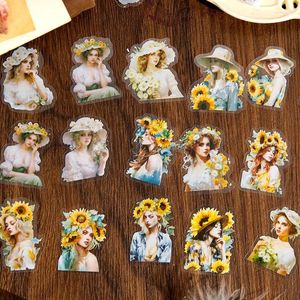 Hediye Sargısı 40 PCS/PAKC Vintage Ins Euro-Amerikan Kız Çıkartmaları Estetik Planlayıcı Dekoratif Çubuk Etiketleri Günlük Scrapbooking Malzeme