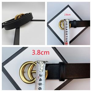 Fashion Luxury Designer Belt Leather belt for woman Luxury Alphabet Belt Large Gold Smooth Buckle Female 3.8-3.4-2.8-2.0cm with box