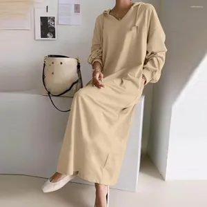 Abiti casual Donne a maniche lunghe Dresse eleganti maschi con cappuccio da donna con maniche a V morbida alla caviglia traspirante