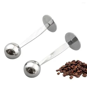 コーヒースクープキッチンツールスプーン14.5 5 3.5cm 2 in 1ギフトエスプレッソパウダーハンマープレスシルバーステンレス鋼