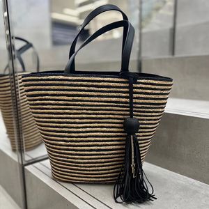 Designer bag stripe straw plaited Handbag Womens Can span diagonally woven handbags large capacity Totes Lafite grass weaving Tote bag Summer casual Crossbody bag