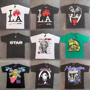 Ny Haikyuu Designer Mens Hell Star T Shirt Wash Graphic Top Tee Shirts Shorts Harajuku Heavy High Quality Streetwear Cotton Summer kläder